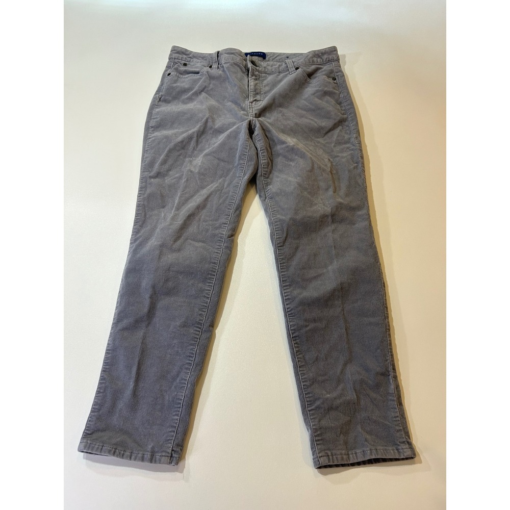 Talbots Corduroy Pants Women's 10P Gray Slim Ankle Stretch